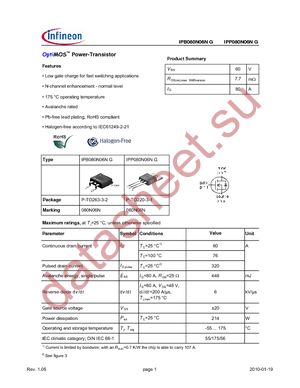 IPB080N06N G datasheet  